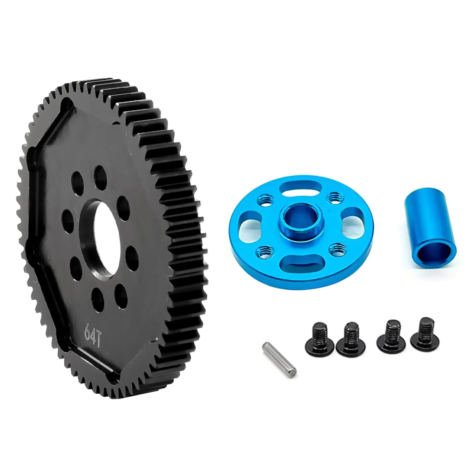 Imagem -03 - Velocidade de Alumínio Spur Gear com Gear Mount Kit Peças de Atualização para Tamiya Tt02 Tt02 rc Acessórios do Carro Substituir 63t 64t 66t 71t Alta