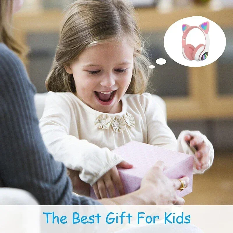 فلاش مصباح لطيف آذان القط سماعة بلوتوث 5.0 ستيريو مع هيئة التصنيع العسكري دعم TF بطاقة لاسلكية الاطفال فتاة سماعة هدية عيد ميلاد #6