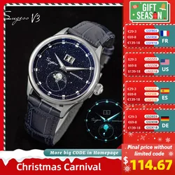 Sugess Origin ST2528 movimento orologio da polso meccanico da uomo orologio di lusso con quadrante in pietra blu reale cassa in acciaio inossidabile orologio Moonphase