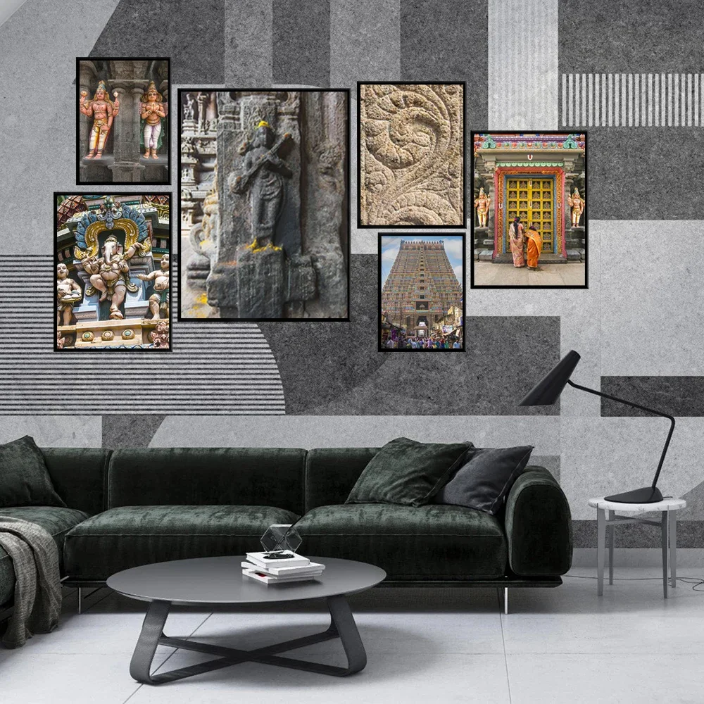 جنوب هندي، معبد Ranganathaswamy الخارجي تاميل نادو، ديكور بوهيمي باستيل قابل للطباعة فن جدار هندوسي