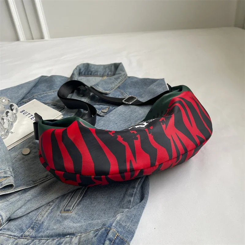 Tiger Print Color Block Fashion Crossbody Bag Double Zipper Simple Versatile Shoulder Bag 2024 Hot Selling Bags for Women Bolsa