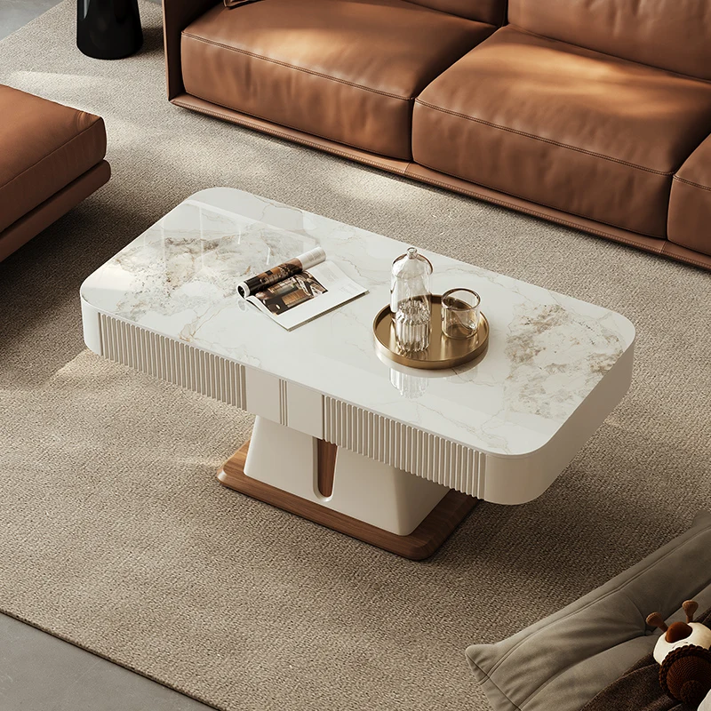 Coffee Table Dining Table Integrated Dual-purpose Small Unit Living Room, Home Intelligent Voice Controlled Rock Panel Table