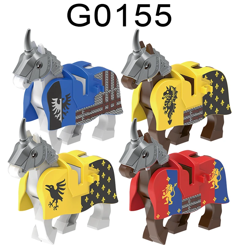 Medieval Military Castle War Horse Building Blocks Green Dragon Forest Wolf Bat Lion Knight War Warrior Accessories Bricks Toys view 3