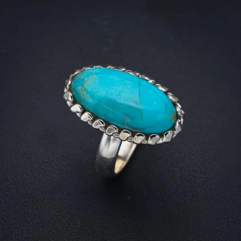 StarGems Turquoise  Handmade 925 Sterling Silver Ring 7.25 F2320