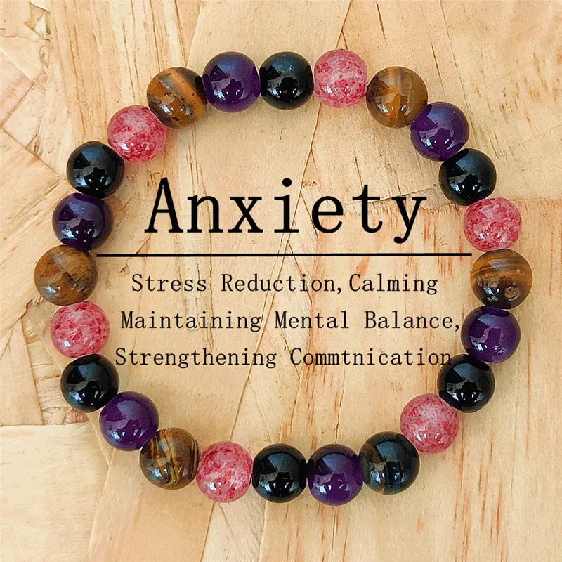 1 pc/Bohemian style calm mind bracelet made of tiger eye stone and rose quartz stretch bracelet unisex jewelry, ideal gifts