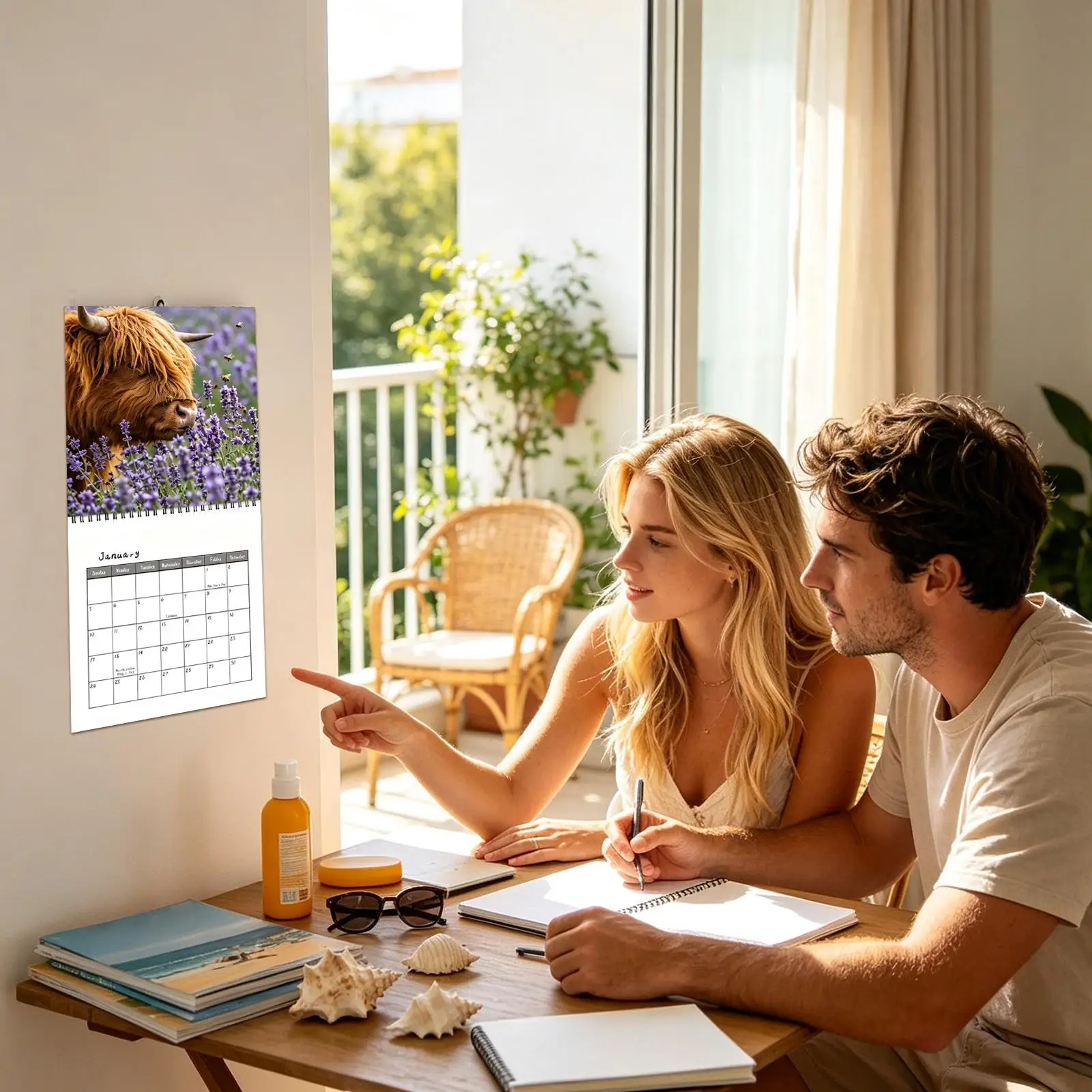 2027 Cows Calendar 12-Month Writing Spiral Yearly Rustic Planner Offices Wall Calendar For Habit Mental Health Study Task Home