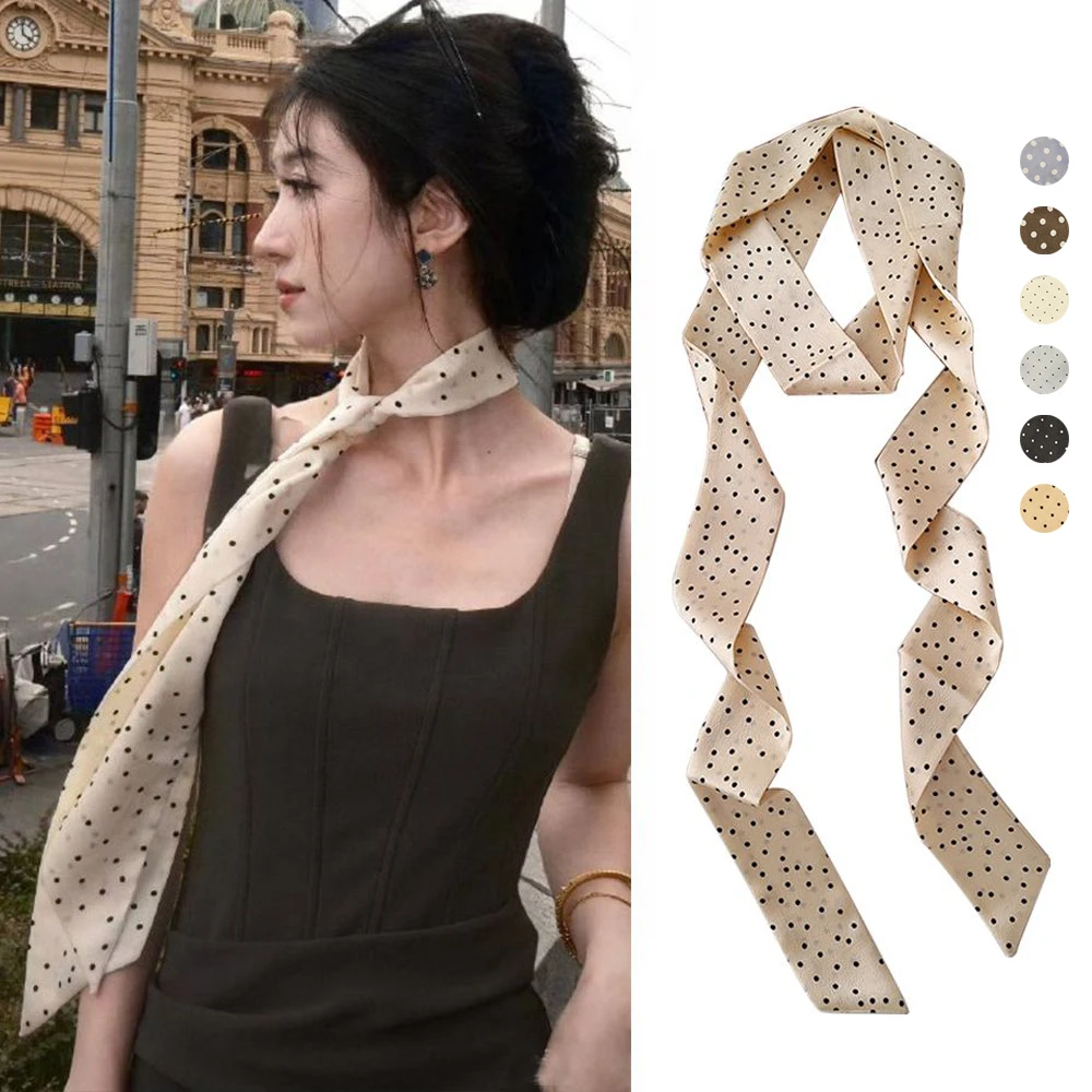 Женский-узкий-длинный-шарф-150-4-см-в-горошек-лента-для-сумки-повязка-на-голову-чокер-тонкий-длинный-шарф-платок-для-женщин