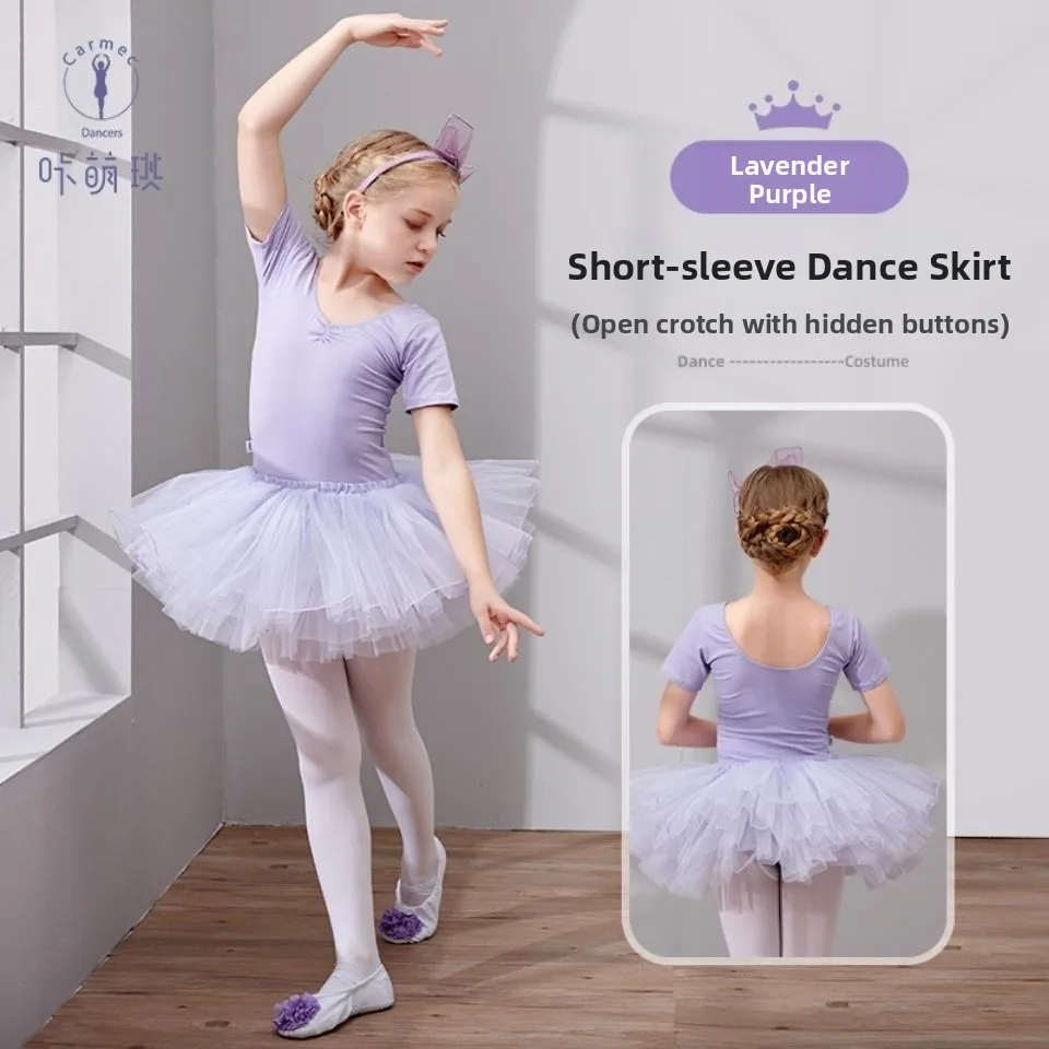 tenue-de-danse-pour-enfants-a-manches-courtes-jupe-de-ballet-latine-uniforme-d'entrainement-costume-d'ete-pour-filles-modele-enfant-entrainement-fitness-fan