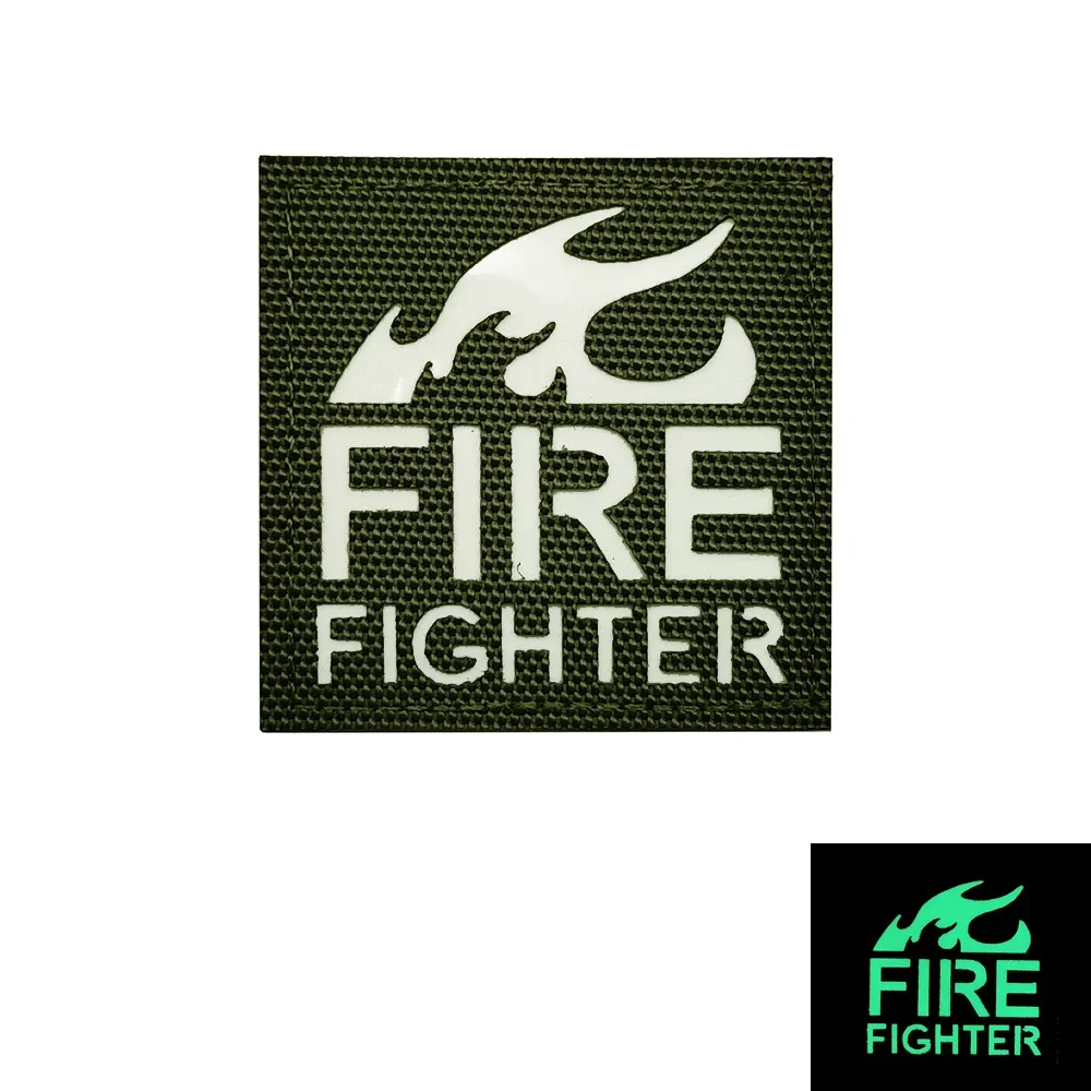 Firefighter Letters Rescue Team Reflective Embroidery patches for clothes Tactical Stickers  Morale Badges  Hook Loop patch