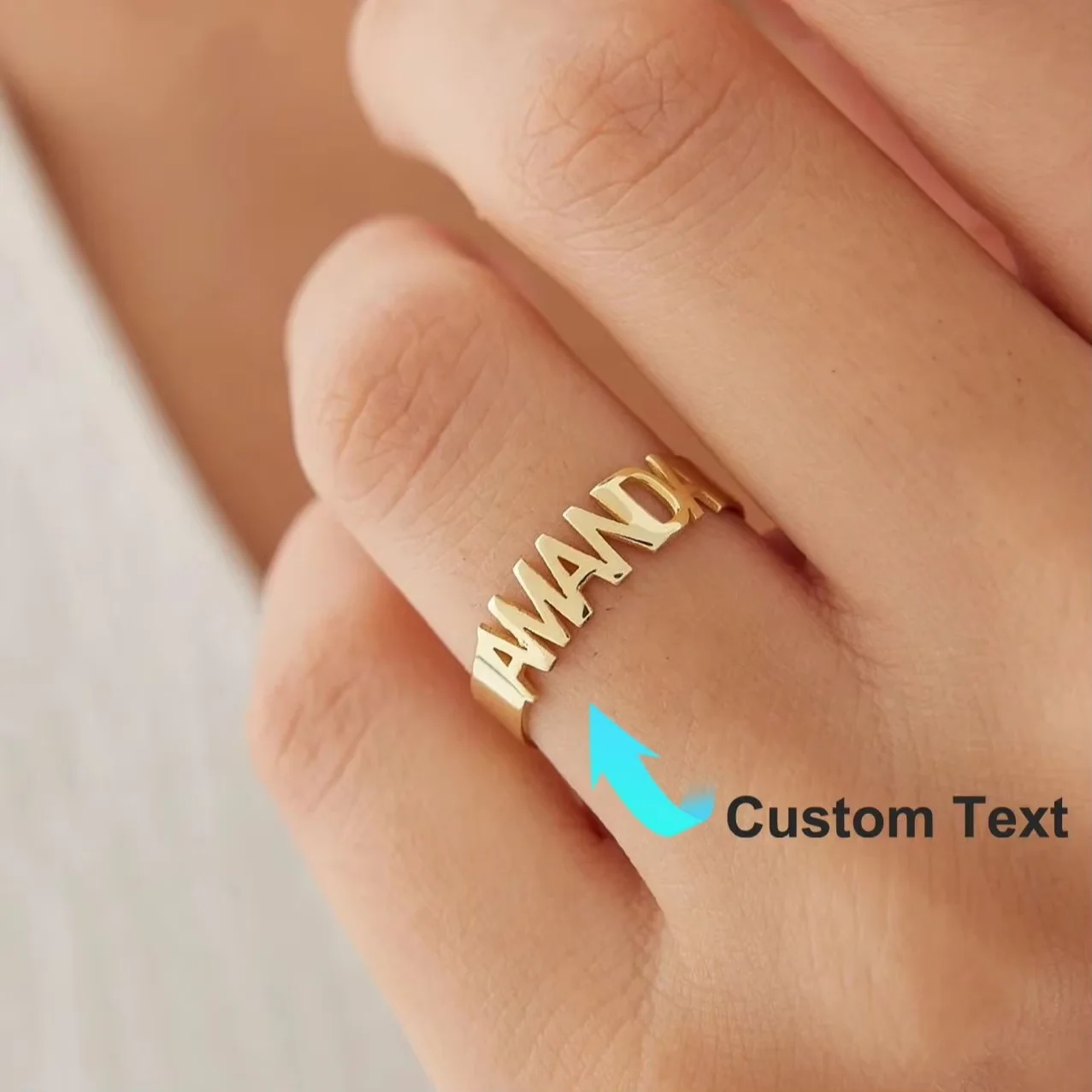 

Personalized Name Rings For Women Gold Color Stainless Steel Custom Engraved Letter Ring Birthday Wedding Christmas Jewelry