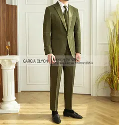 2024 Men's 2 Piece Slim Fit One Button Formal Business Men Suit Groomsman Tuxedos for Wedding(Blazer+Pant)