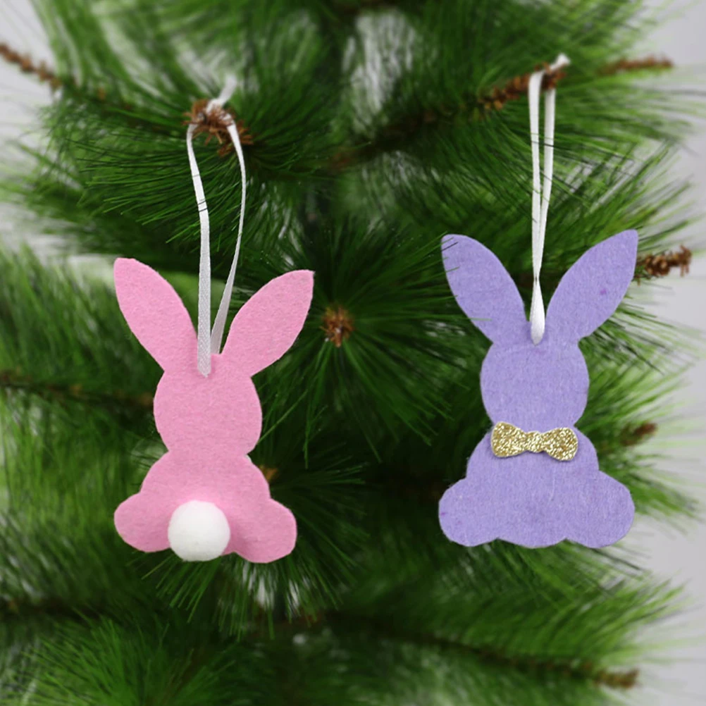 

10pcs Felt Rabbit Shape Decor Pendant Easter Decor Party nament Non Fading Wall Car Bag Hanging