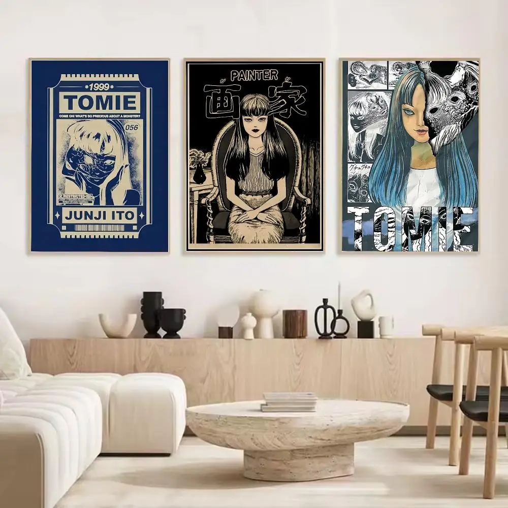 J-Junji Ito T-TomieS Retro Painting Calligraphy Stylish Canvas Poster Wall Art for Living Room Bedroom Cafe Office Decor Gift