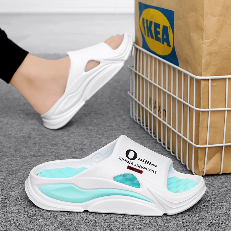 STRONGSHEN Summer Men Slippers Slides Slide Slipper Summer Blade Shoes Home House Outdoor Beach Room Homme Slipers Soft Shoes