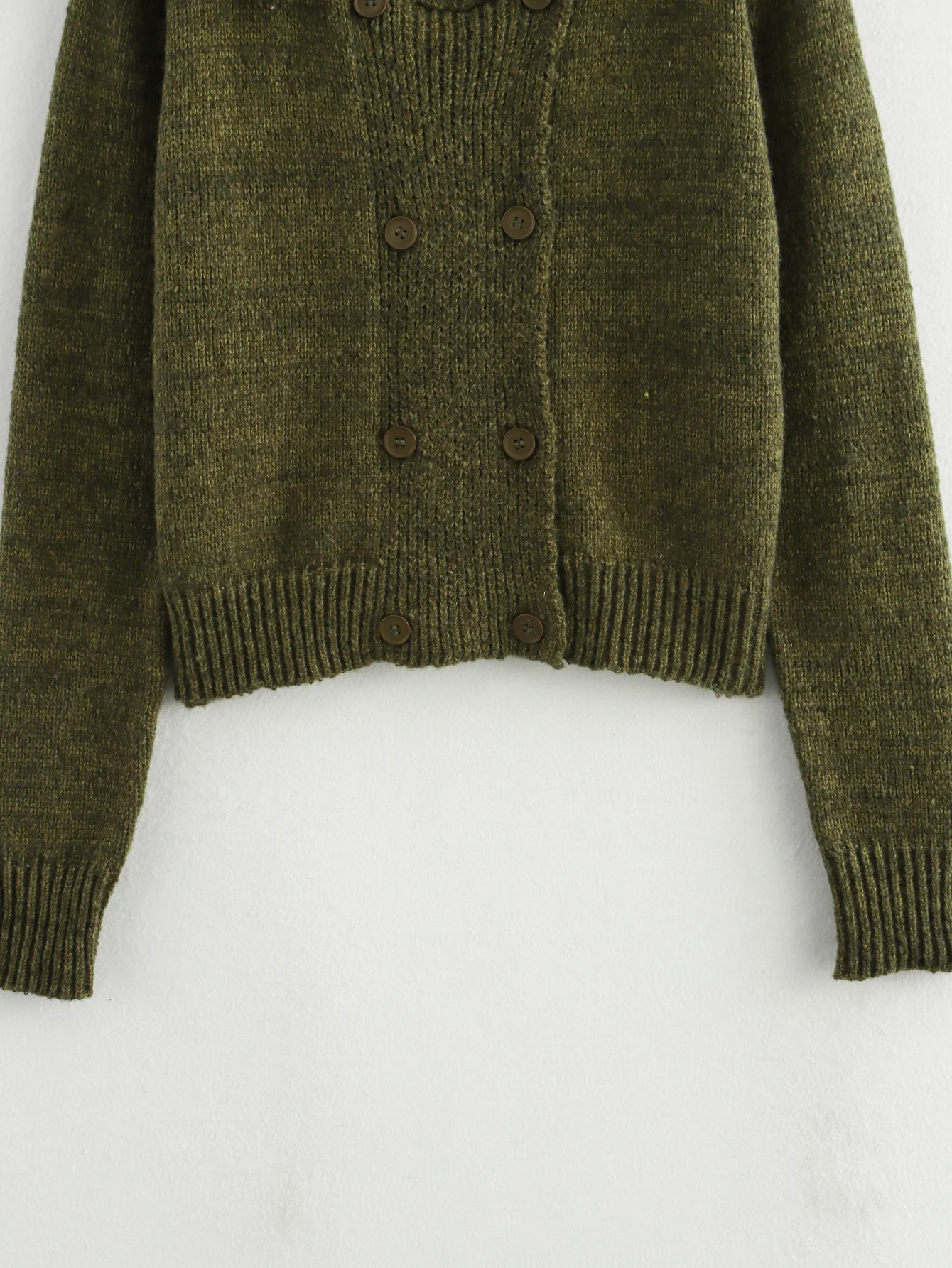 Top de manga larga de punto para mujer, suéteres bonitos, cárdigans elegantes, prendas de punto con doble botonadura, ropa Vintage, suéteres verde militar