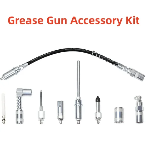 Kit de acoplador de grasa, 9 Uds., punta de pistola de engrase, accesorios de pistola de engrase de conexión rápida | Accesorios completos para lubricantes con bolsa