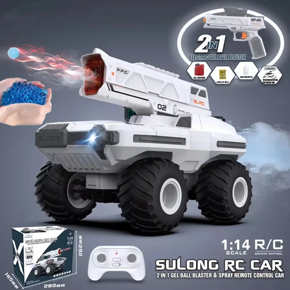 RC Car 2IN1 Tank Toy Gun 1/14 Gel Ball Blaster Spray Water Bomb War Vehicle Shooting Electric Vehicle Boy Toy Children Gift Toys