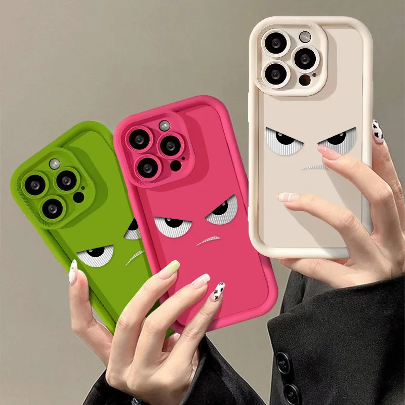 Liquid Silicone Skin Feel Case For iPhone 15 Pro Max 11 14 12 13 Pro Max 7 8 14 Plus X XR XS Max SE 2020 Eyes Full Cover Cover