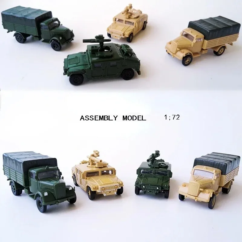 1pcs Random Color and Style  1:72 4D Assemble Truck USA Humvee Germany  Plastic  Military Vehicle Model Toy