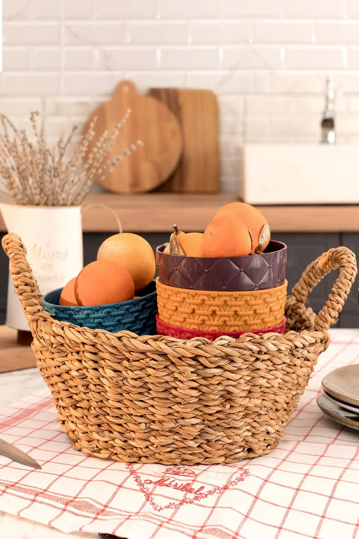 

Natural Lux Quality Decorative 28*12Cm Wicker Basket Storage Box Organizer For Kitchen For Table For Home Stylish Made In Turkey