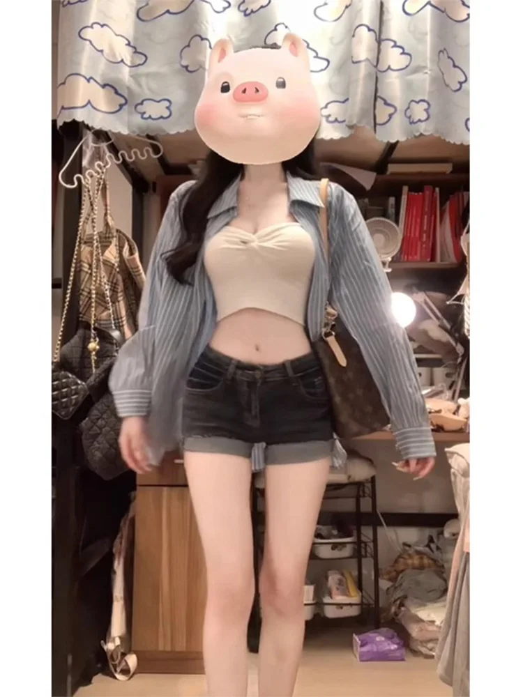 Amerikaanse Sle Pittig Meisje Lage Taille Denim Super orts vrouwen Zomer Dunne Blauwe Strakke Elastische Cuffed Butt Hing Hot broek