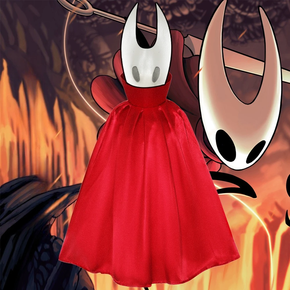 

Kids Cartoon Ghost Cape Cosplay Fantasy Game Hollow Knight Costume Cos Knight Cloak Halloween Carnival Gifts Party Children Suit