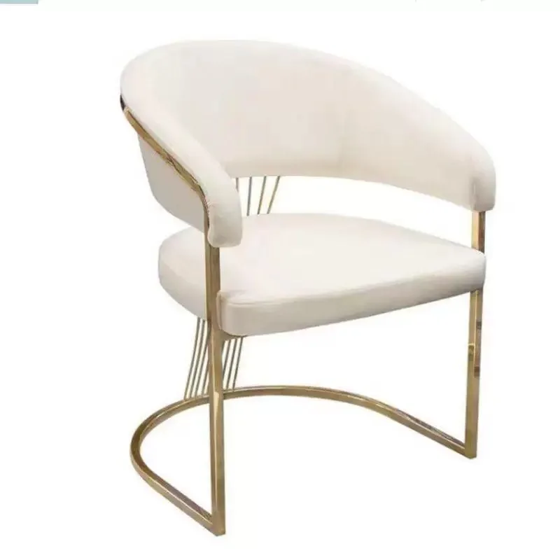 Luxury Coffee Lounge Chair Gold Plated Stainless Steel Frame Modern Velvet Leather Armchair Hotel Dining Chair