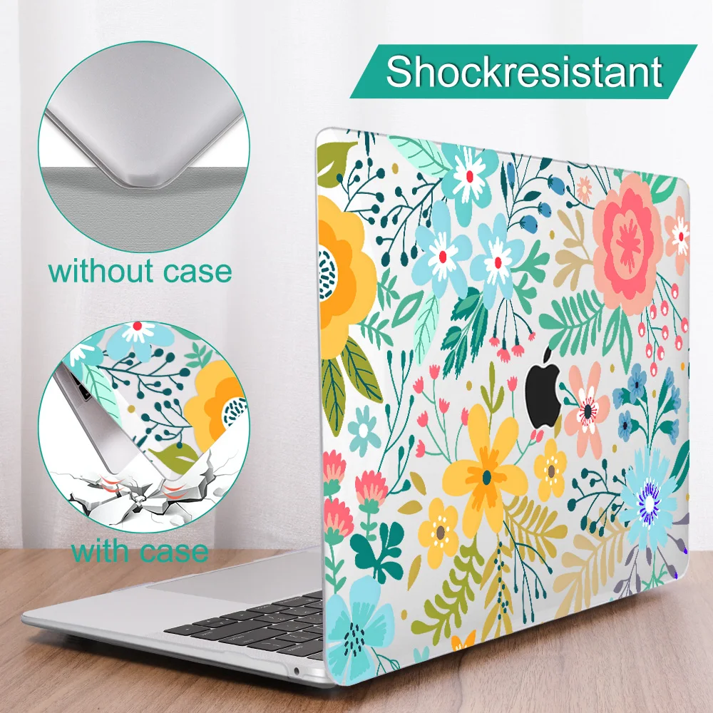 Пластиковый твердый чехол с цветочным принтом для MacBook 2023 Air 13 Pro 14 13 15 16 дюймов A2779 2780 A2338 A2289 A2179 A2337, чехол для клавиатуры