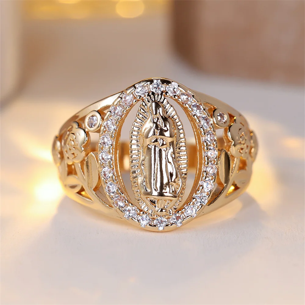 فاخر كريستال متعدد الألوان الزركون خاتم خمر موضة الذهب اللون العصابات الزفاف خواتم الخطبة مجوهرات للنساء الرجال الإكسسوار #2