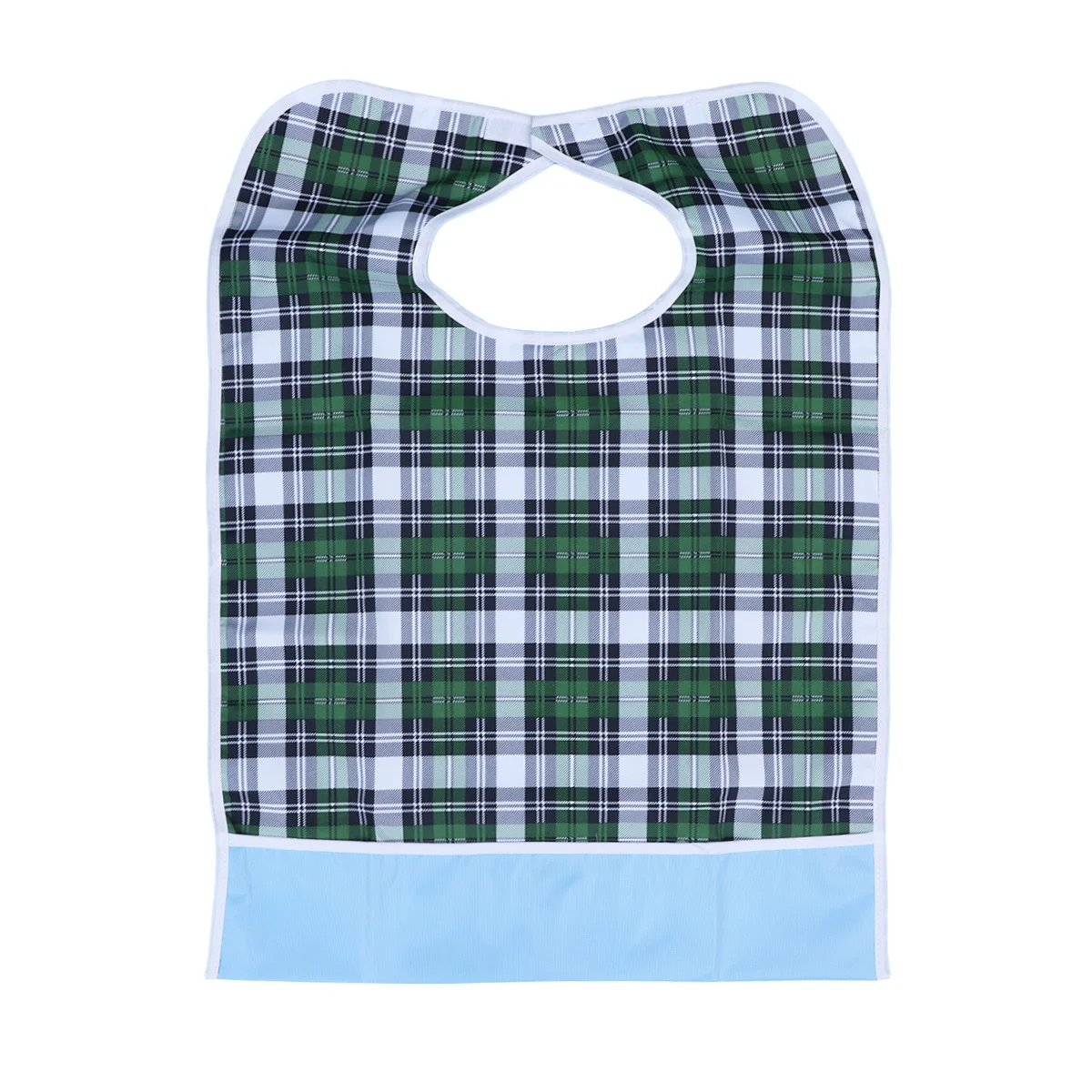 

Adult Waterproof Mealtime Bib Pocket Keeper Large Cotton Breathable Disability Aid Apron Washable Catcher Green