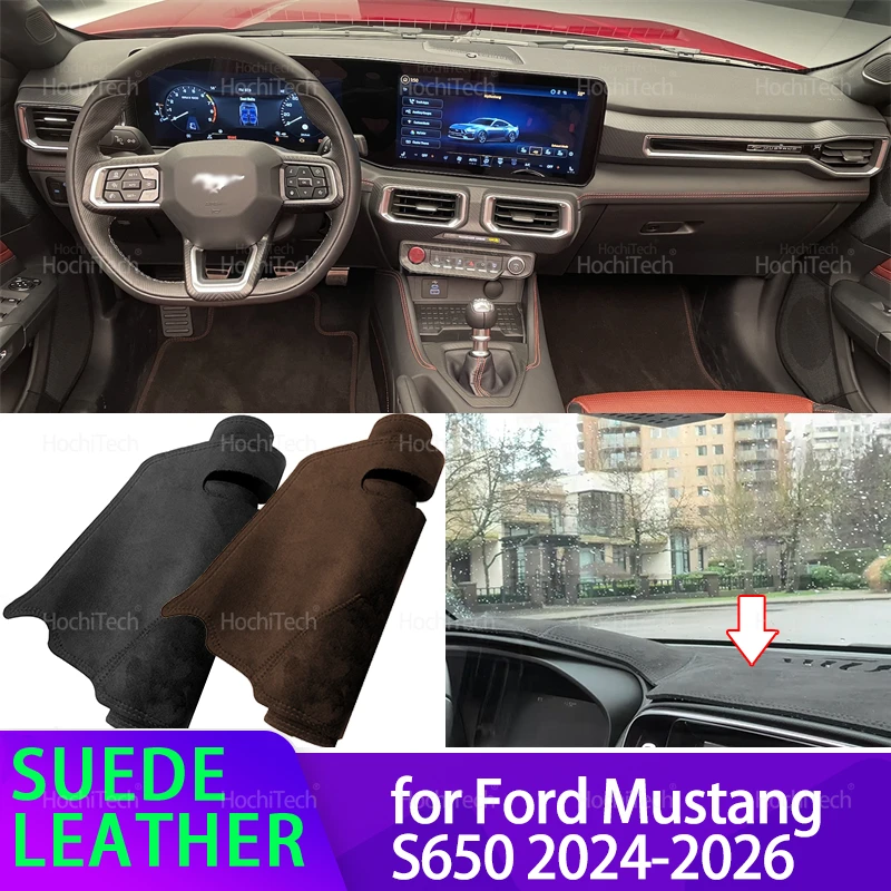 Für Ford Mustang MK7 S650 2024-2026 Liner Anti-Slip Matte Anti-Uv Wildleder Leder Dashboard Abdeckung pad Sonnenschirm Dashmat Zubehör