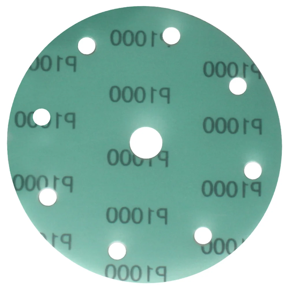 10 Pcs 6 pollici 9 fori pellicola di poliestere verde carta vetrata professionale Anti intasamento levigatura disco gancio anello carta vetrata con grana 1000