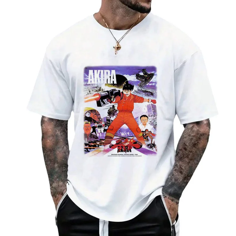 

Vintage Akira 1988 Anime T Shirt Cyberpunk Manga City explosion Graphic clothes cyber mecha Neo-Tokyo Streetwear All size tops
