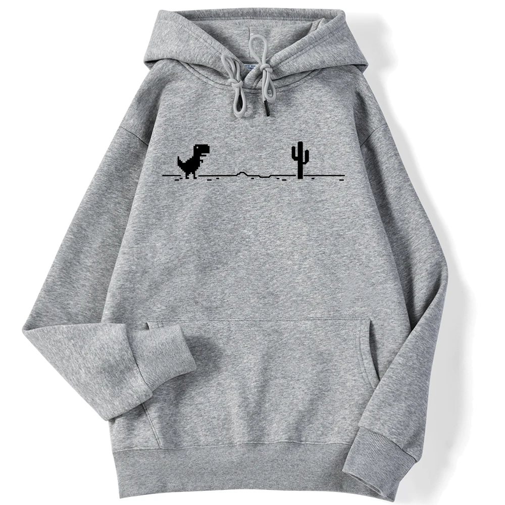 Female Hoodies Mosaic Game Cactus Little Dinosaur Print Sweatshirt Strecth Long Sleeve Comfortable Casual Streetwear Clothes