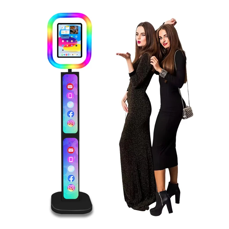 

iPad Photo Booth with RGB LED Light Shell Stand Roaming Oval 12.9 Ipad Dslr Photobooth Roamer Kiosk Exhibition