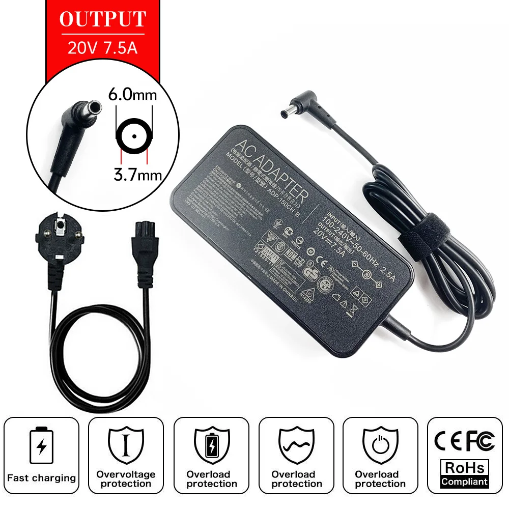 

20V 7.5A 150W Laptop AC Adapter Charger for ASUS ROG Strix G512L G531GD G531GT G512LI G713IH G713 G531GD