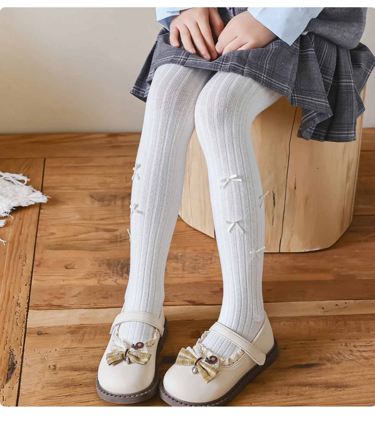 Kleinkind Mädchen Strumpfhose mit Schleife Baumwolle Kinder Prinzessin Strumpfhosen Süße Einfarbige Kinder Alltagskleidung Mädchen Strümpfe – Detail 3