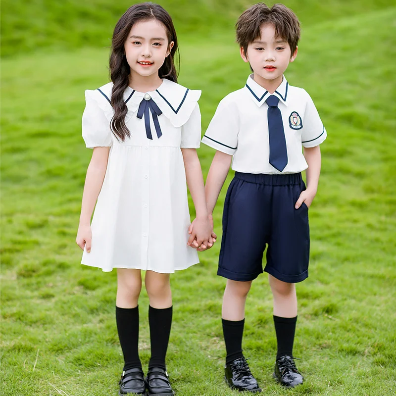 Teenage Kids jk School Uniform Set Shirt Skirt Clothing Set Twins Boy Girl Clothes Costume Baby Child Stage Dace Wear Age 3-16Y