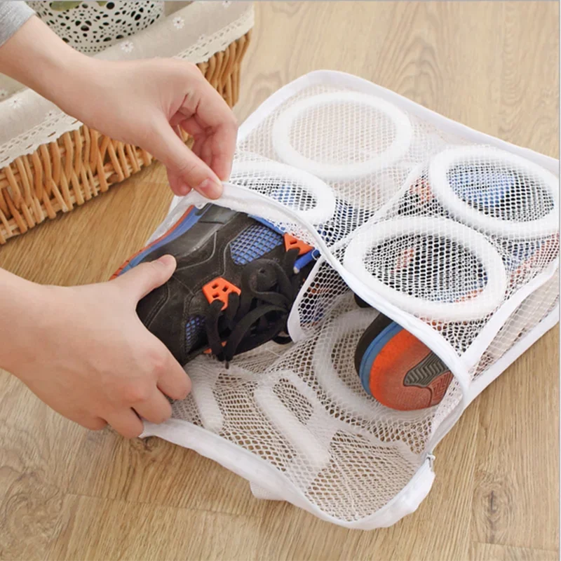 Portable Mesh Laundry Bag Washing Machine Shoes Bags Travel Storage Bags Portable Anti-deformation Protective Clothes Organizer