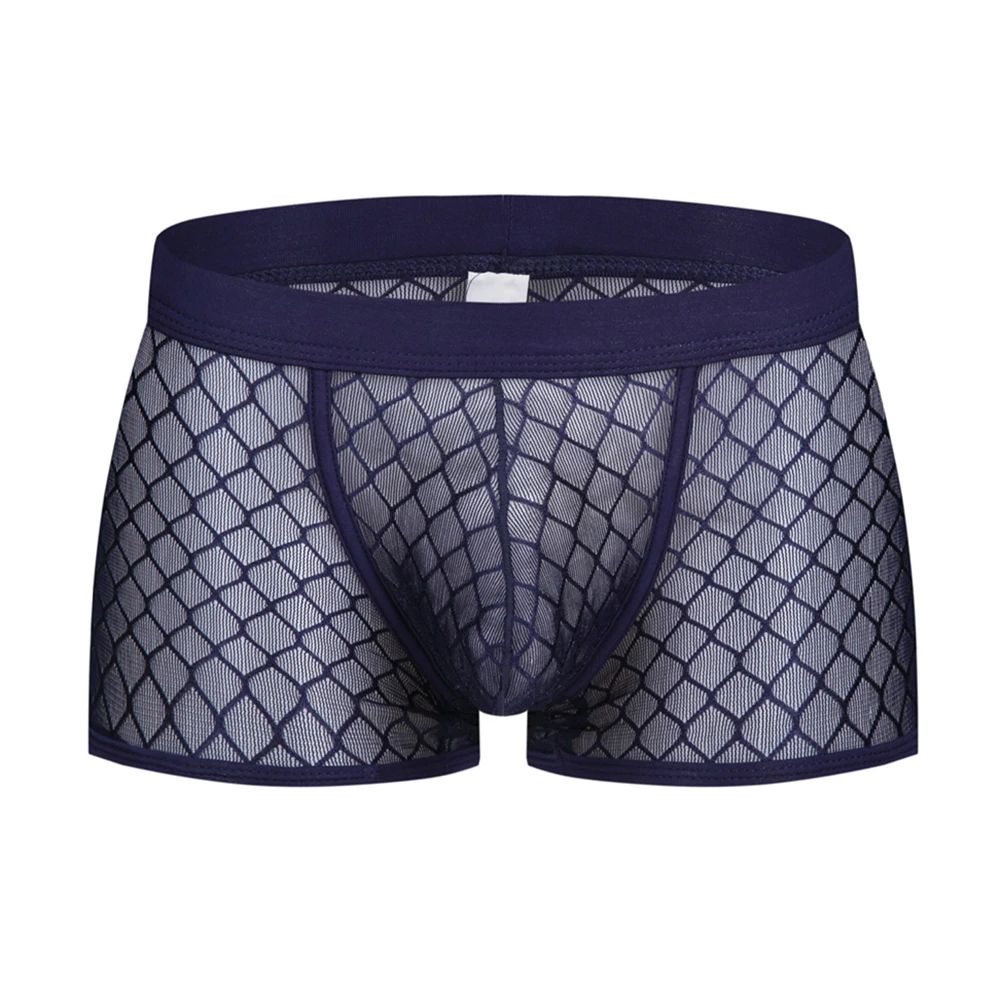 

Men Sheer Mesh See Through Boxer Briefs Erotic Lingerie Sexy Bulge Pouch Underpants Breathable Moisture Underwear Low Waist