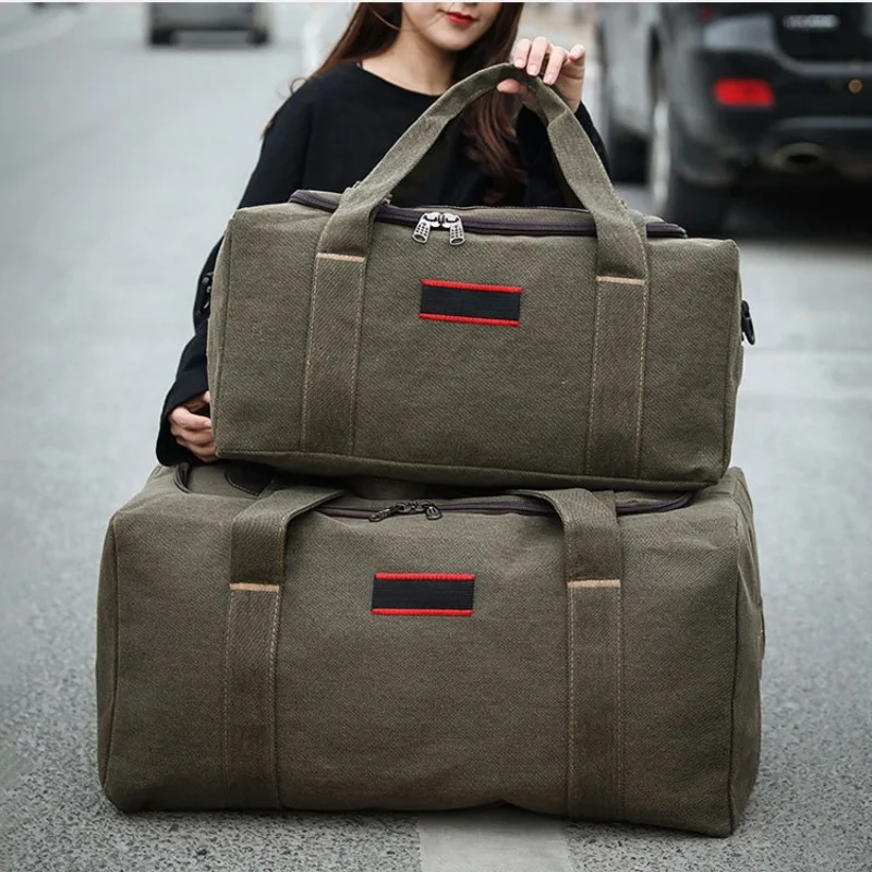 

Super Large Capacity Canvas Handbag 30L 80L Men Women Outdoor Hiking Travel Backpack Camping Equipment Hand Bag Luggage Rucksack