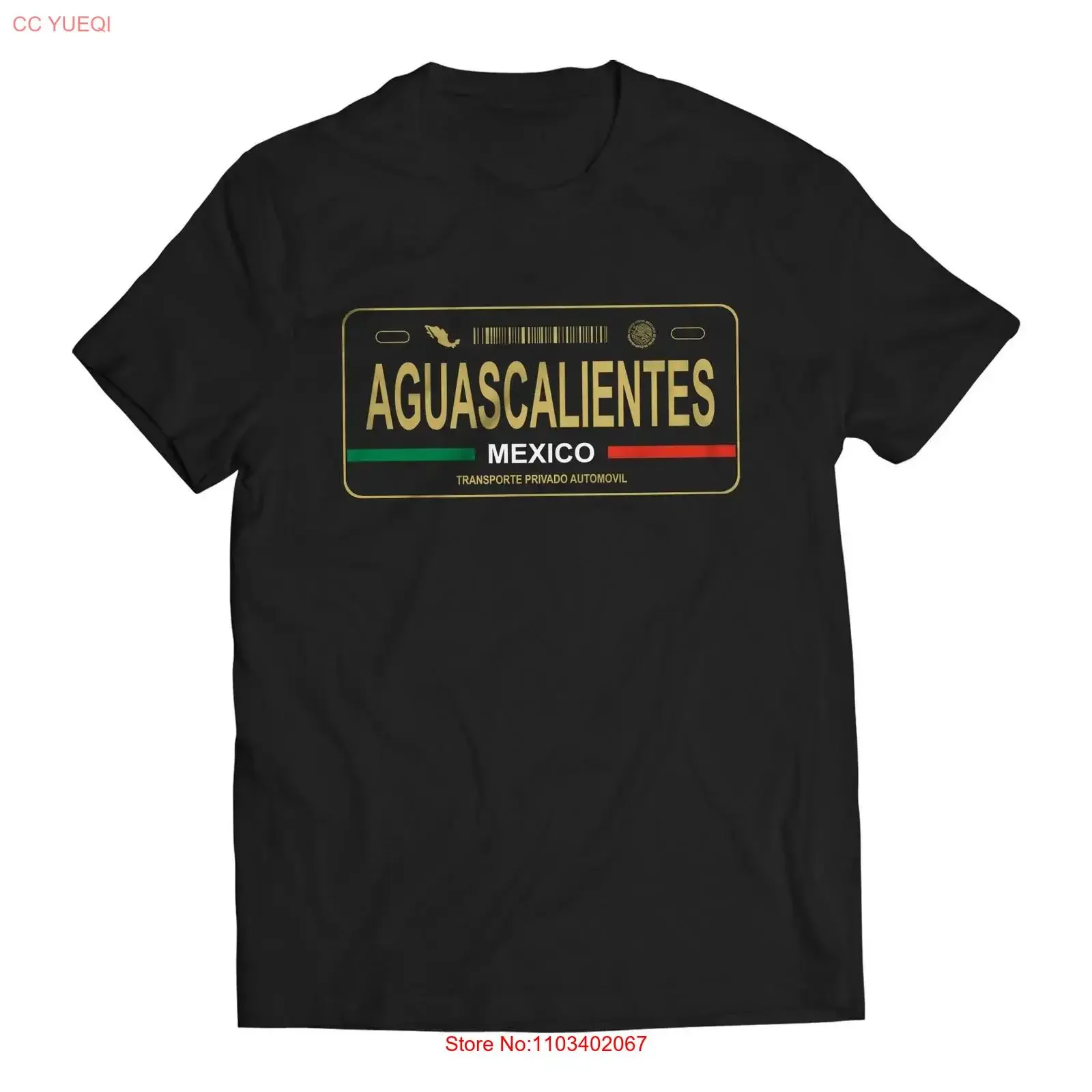 Camiseta Playera Mexicana con Placa de Carro Vintage Aguascalientes México, Unisex, Lavada, con Gráfico Elegante
