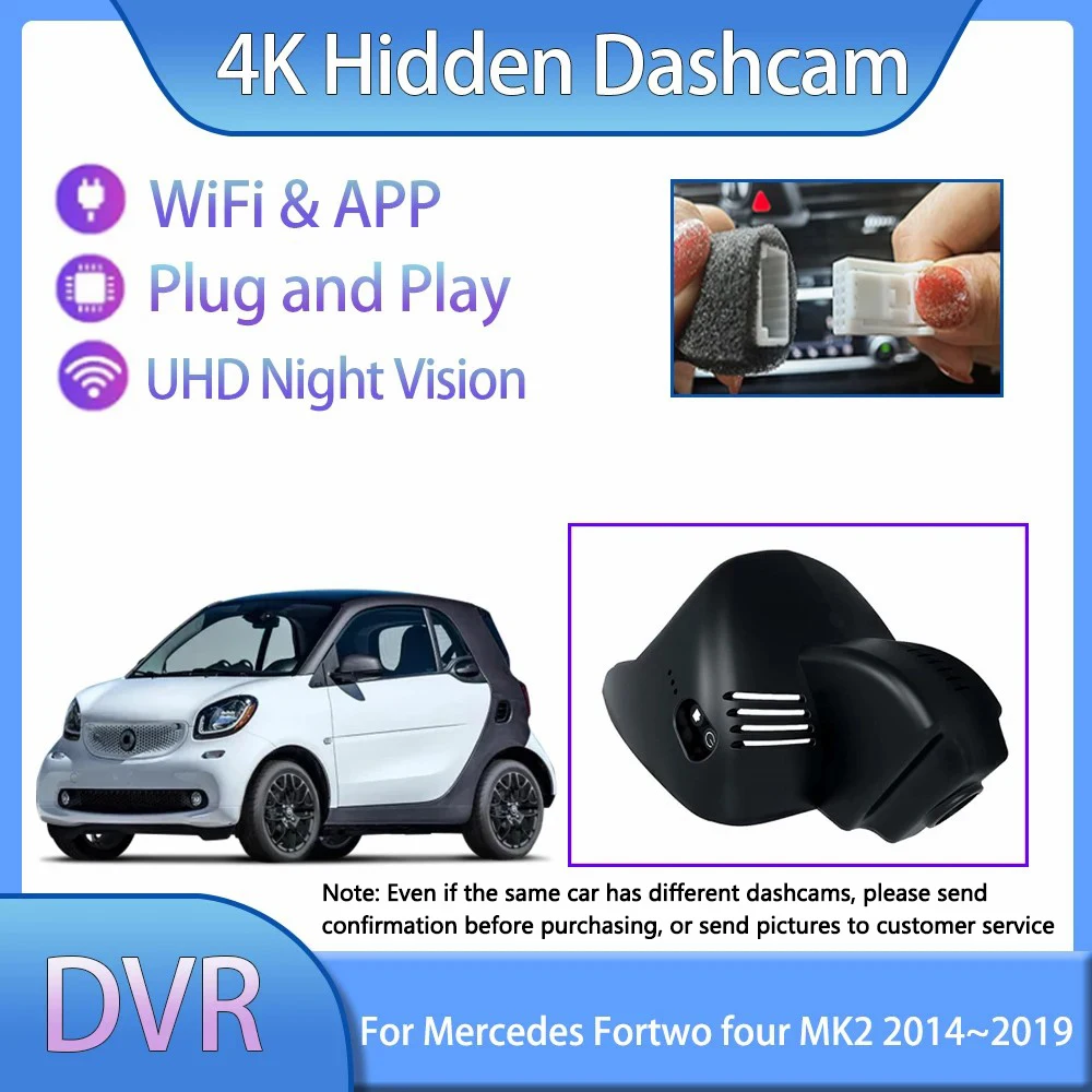 For Mercedes-Benz SMART Fortwo Forfour C453 W453 EQ MK2 2014~2019 Dashcam Car Accessories Dvr Camera Recorder Play Android Auto