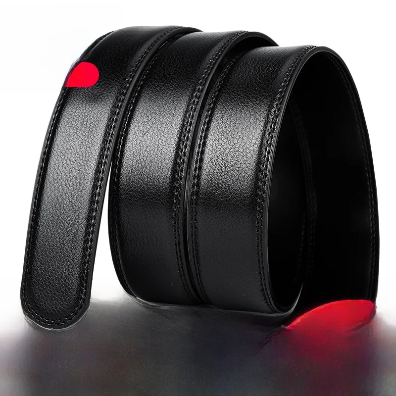 GIAPOS Automatic Buckle Leather Belt Men's No Head No Button Simple Waist Belt Business Pants Belt PU Soft Surface