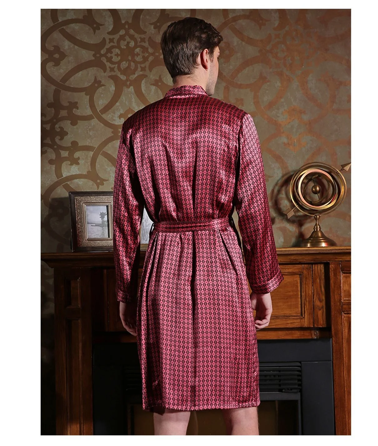 Men's 19 Momme Heavyweight Silk Robe for Spring and Summer - 100% Mulberry Silk, Cool-feel Loungewear Bathrobe/Morning Robe