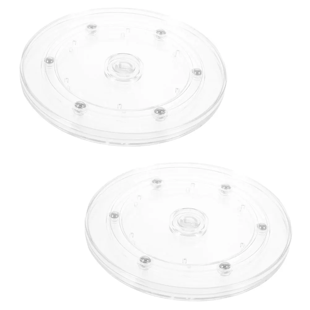 

2pcs Rotating Plastic Turntable 360 Degree Transparent Spice Holder Anti-Slip Multi-Function Makeup Tray Material Household