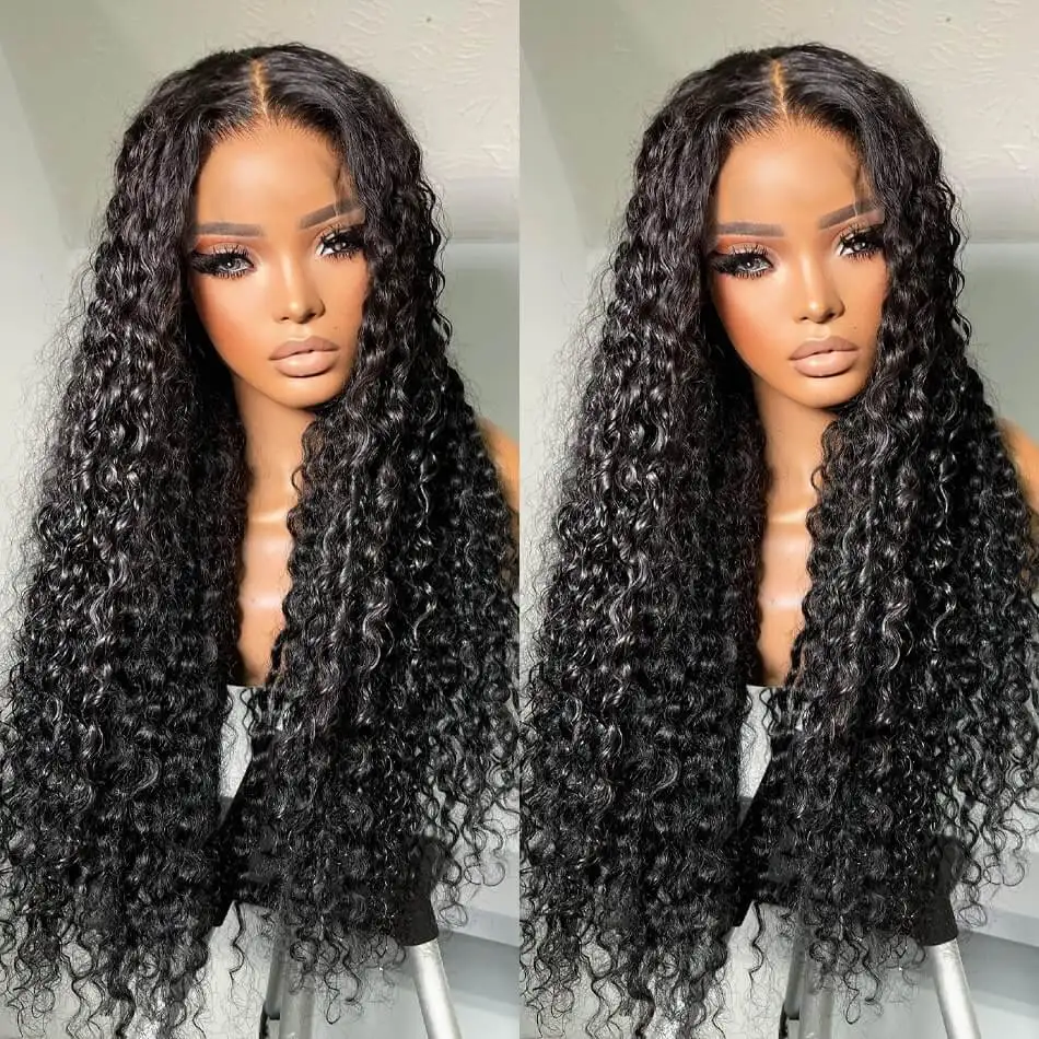 Deep Wave 13x6 Transparent Lace Front Wigs Human Hair 250 Density Wet and Wavy Human Hair Wigs for Women Curly Lace Front Wig Human Hair Pre Plucked with Baby Hair Natural Color