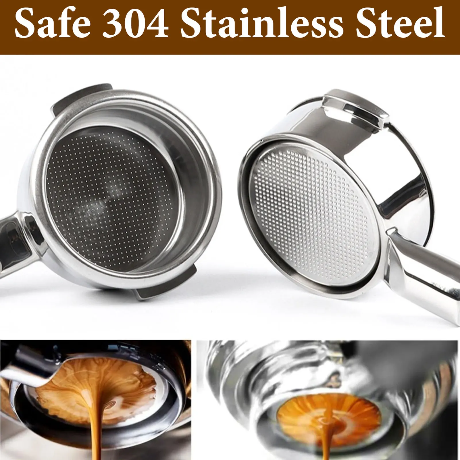 فلتر القهوة مناسب لـ Petrus 58 مم العالمي بدون قاع 3 أذنين فلتر القهوة مع كوب مزدوج سلة فلتر Portafilter