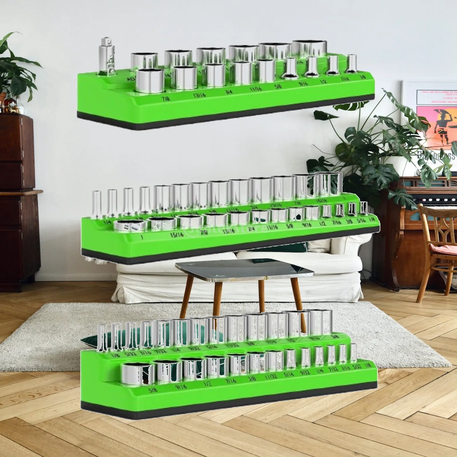 Magnetic Socket Organizer Racks Plastic Storage Set Lightweight Holders for Toolbox Garage Shop Use