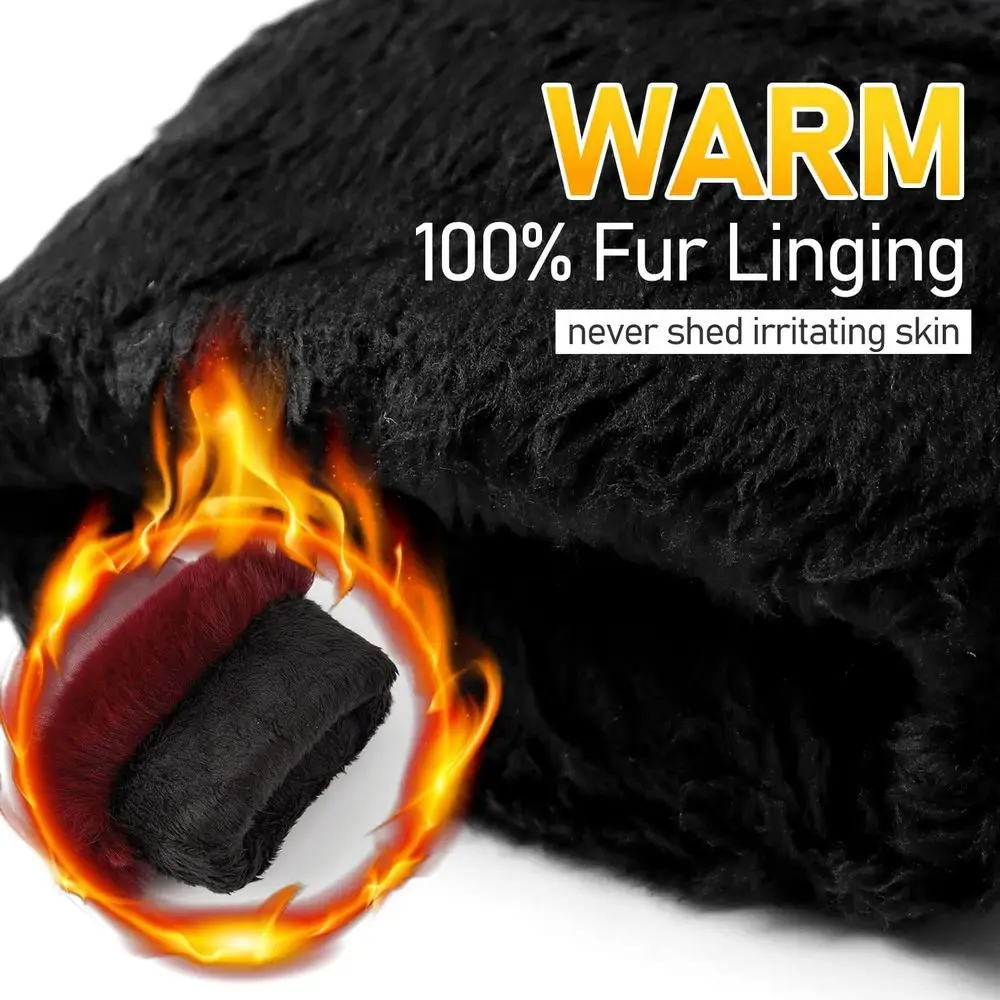 قفازات نسائية من جلد فرو الأرنب مع شاشة تعمل باللمس للقيادة الشتوية متعددة الألوان #3